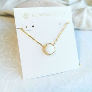 Kendra Scott Gold White Mother-of-Pearl Volleyball Pendant Necklace Genuine